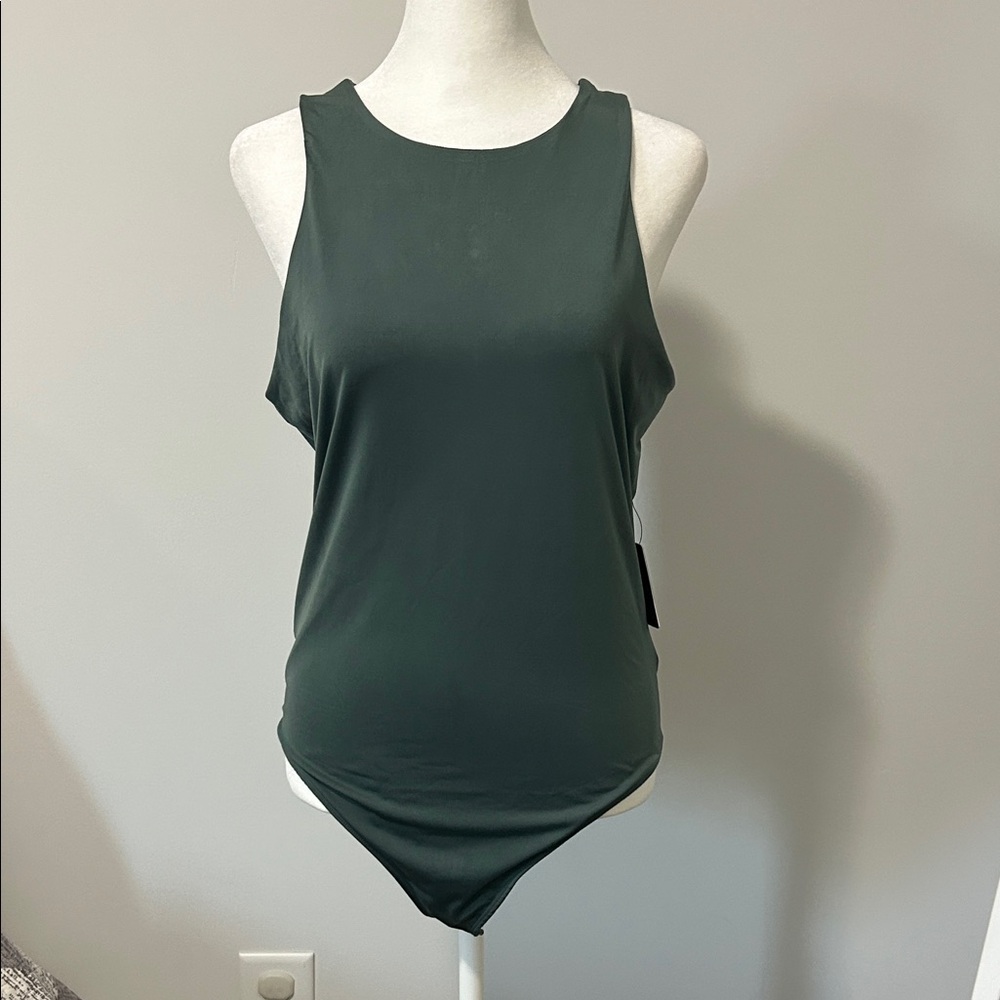 Express Dark Green Sleeveless Thong Bodysuit NWT Size Large